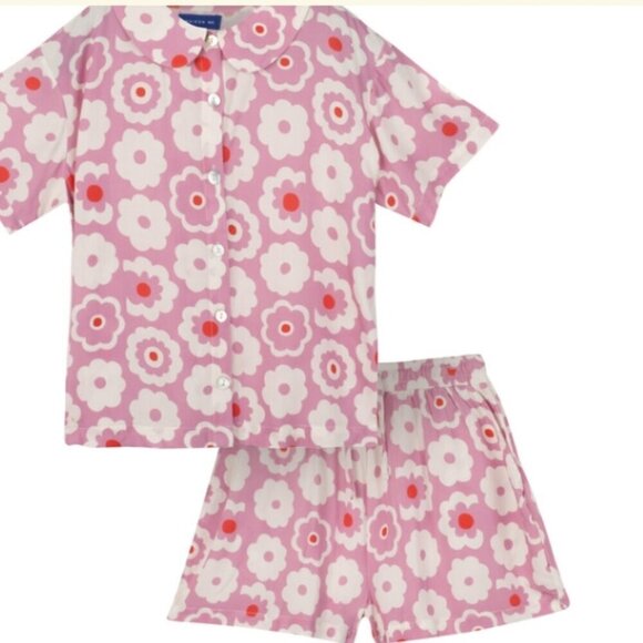 Maison Me Maisonette Women's M Purple Retro Floral Bamboo Viscose Cabana Shorts - Picture 13 of 15